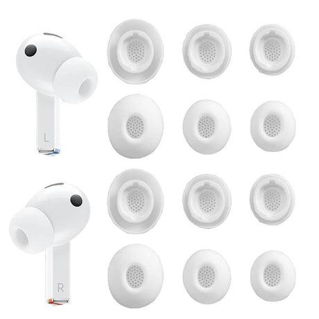 12Pcs Silicone Ear Tips for Samsung Galaxy Buds3 Pro Earbud Covers-White