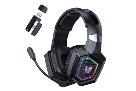 2.4GHz Wireless Gaming Headset with Flip Microphone for PC-Black