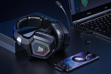 2.4GHz Wireless Gaming Headset with Flip Microphone for PC-Black