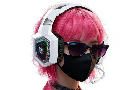 2.4GHz Wireless Gaming Headset with Flip Microphone for PC-White