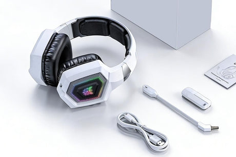 2.4GHz Wireless Gaming Headset with Flip Microphone for PC-White