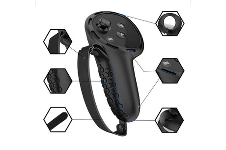 2pcs Controller Grips Protector Cover VR Touch Protector Accessories Compatible with Meta Quest 3-Black