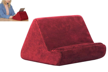 Tablet Holder Multi Angle Lazy Holder Stand with 2 Pockets for Bed Desk-Wine Red
