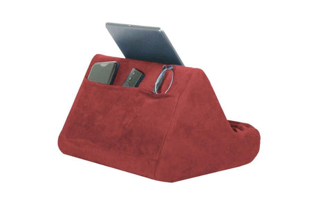 Tablet Holder Multi Angle Lazy Holder Stand with 2 Pockets for Bed Desk-Wine Red