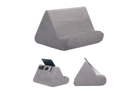 Tablet Holder Multi Angle Lazy Holder Stand with 2 Pockets for Bed Desk-Grey