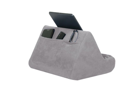 Tablet Holder Multi Angle Lazy Holder Stand with 2 Pockets for Bed Desk-Grey