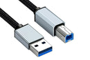 USB to USB 2.0 Printer Cable 1.5m Braided Cord for Scanner