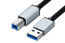 USB to USB 2.0 Printer Cable 1.5m Braided Cord for Scanner
