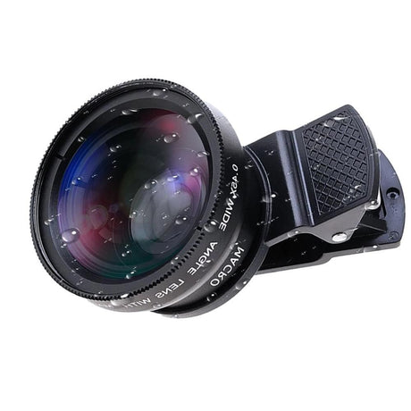 Cell Phone Camera Lens 2 in1 Portable Wide Angle Macro Cell Phone Camera Lens Kit -Black