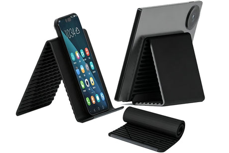 Portable Silicone Phone Stand Desk Holder for Office Travel Airplane-Black