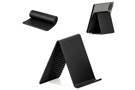 Portable Silicone Phone Stand Desk Holder for Office Travel Airplane-Black