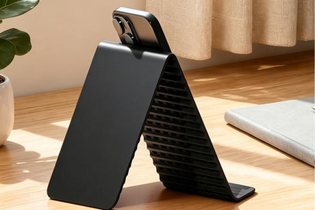 Portable Silicone Phone Stand Desk Holder for Office Travel Airplane-Black