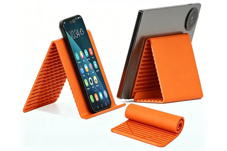 Portable Silicone Phone Stand Desk Holder for Office Travel Airplane-Orange