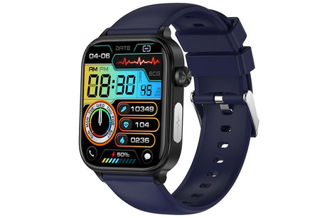 Smart Watch 1.96-Inch ECG Fitness Tracker with Heart Rate Blood Oxygen Blood Glucose Uric Acid and Blood Lipid 100 Sports Modes Activity Tracker-Blue