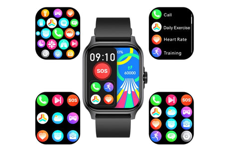 SmartWatch 1.85in Fitness Tracker with Heart Rate Sleep Monitor Answer/Make Calls 100 Sport Modes for Android iOS -Black