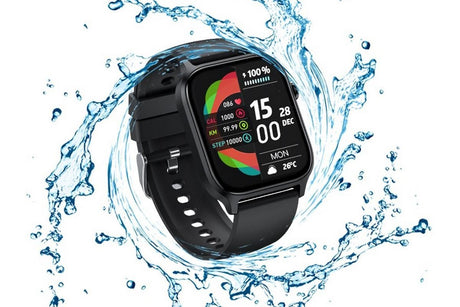 Smart Watch 1.85-Inch Fitness Watch with Heart Rate Sleep Monitor Blood Oxygen Blood Pressure Activity Tracker-Black