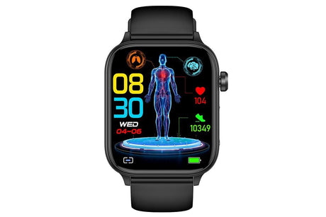 Smart Watch 1.96-Inch ECG Fitness Tracker with Heart Rate Blood Oxygen Blood Glucose Uric Acid and Blood Lipid 100 Sports Modes Activity Tracker-Black
