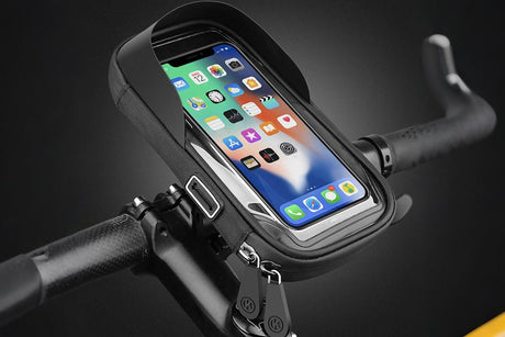 Waterproof Bike Phone Holder Fully Enclosed Touch Sensitive Phone Mount-Black