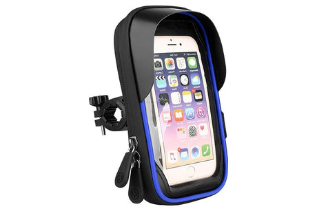 Waterproof Bike Phone Holder Fully Enclosed Touch Sensitive Phone Mount-Blue