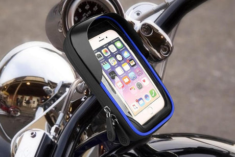 Waterproof Bike Phone Holder Fully Enclosed Touch Sensitive Phone Mount-Blue