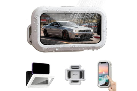 Waterproof Anti-Fog Rotating Shower Phone Holder for Bathroom-White