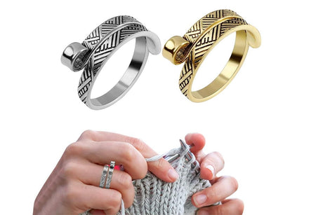 2Pcs Knitting Crochet Loop Ring for Fingers 2Pcs Knitting Yarn Guide Finger Holder-Style 2