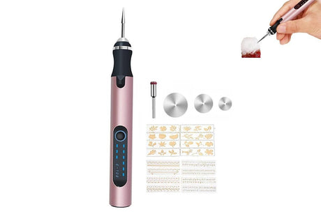 Electric Micro Engraver Pen DIY Engraving Tool Kit Cordless Portable Rechargeable Engraving Pen-Silver
