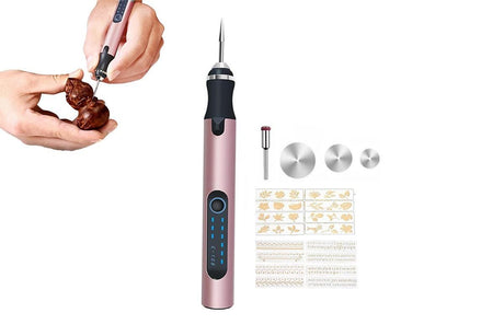 Electric Micro Engraver Pen DIY Engraving Tool Kit Cordless Portable Rechargeable Engraving Pen-Pink