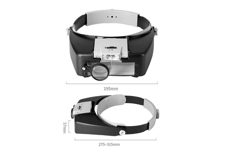 Head Mount Magnifying Glasses With LED Light For Jewelry Arts Crafts And Close Work-Gray
