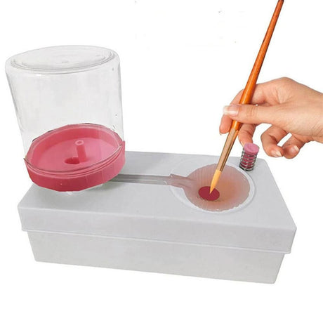 Paint Brush Rinser Running Water Cycle Paintbrush Paint Cleaning Tools for Acrylic Watercolor -Pink