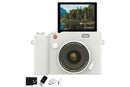4K Digital Camera 64MP Vlogging Camera with 180-degree Flip Screen 16X Digital Zoom -White
