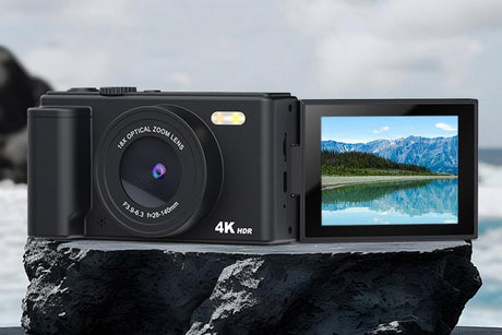 4K Digital Camera Flip Screen Autofocus for Vlogging Photography Beginners-Black