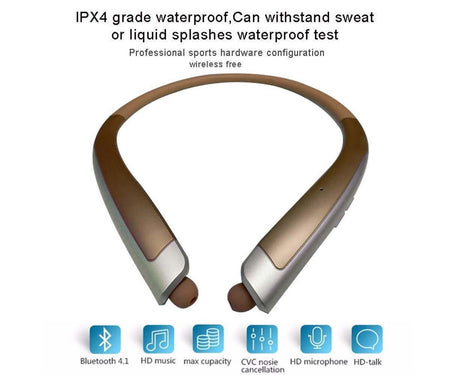 Bluetooth Headphone,Wireless Neckband Headset with Retractable Earbuds