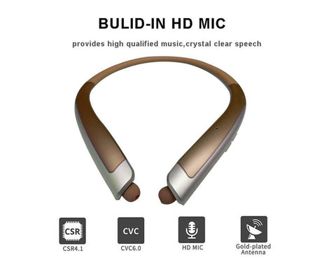 Bluetooth Headphone,Wireless Neckband Headset with Retractable Earbuds