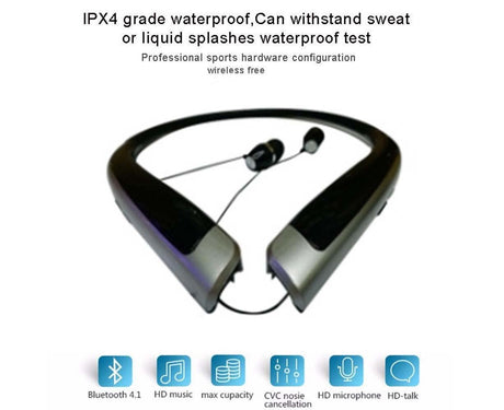 Bluetooth Headphone,Wireless Neckband Headset with Retractable Earbuds