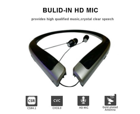 Bluetooth Headphone,Wireless Neckband Headset with Retractable Earbuds
