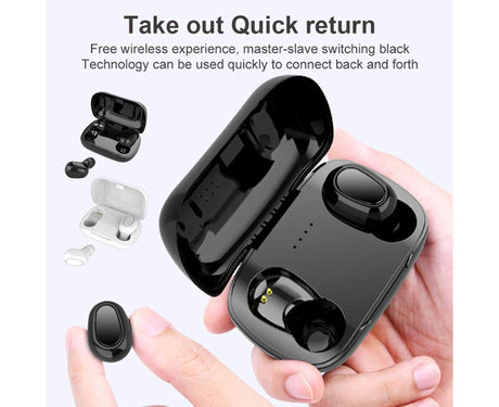True Wireless Earbuds - Stereo Sound - Sports Bluetooth 5.0 - Black