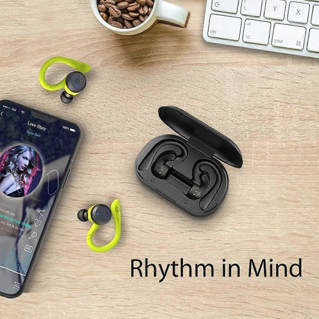 Sport In-Ear TWS Headphone True Wireless Bluetooth 5.0 Sports Earbuds, IPX7 Waterproof Stereo Sound, Built-in Mic Earphones Green