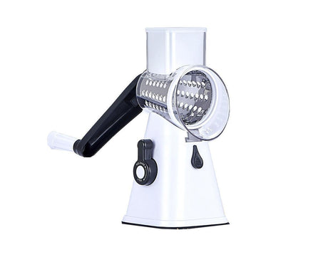 Kitchen Multifunction Vegetable Food Slicer Manual Rotary Drum Grater Chopper WHITE