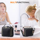 Travel Makeup Bag with Handle — Large Multi-Compartment Cosmetic Organizer, Portable Toiletry Bag for Women