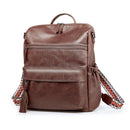 Brown Fashionable Large-Capacity Women's Backpack - Waterproof, Durable, High-Quality PU Leather - Travel Backpack - Vintage-Style PU Leather Backpack