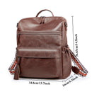 Brown Fashionable Large-Capacity Women's Backpack - Waterproof, Durable, High-Quality PU Leather - Travel Backpack - Vintage-Style PU Leather Backpack
