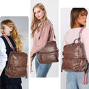 Brown Fashionable Large-Capacity Women's Backpack - Waterproof, Durable, High-Quality PU Leather - Travel Backpack - Vintage-Style PU Leather Backpack