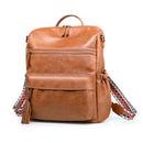 Coffee Fashionable Large-Capacity Women's Backpack - Waterproof, Durable, High-Quality PU Leather - Travel Backpack - Vintage-Style PU Leather Backpack