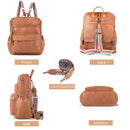 Coffee Fashionable Large-Capacity Women's Backpack - Waterproof, Durable, High-Quality PU Leather - Travel Backpack - Vintage-Style PU Leather Backpack