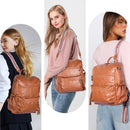 Coffee Fashionable Large-Capacity Women's Backpack - Waterproof, Durable, High-Quality PU Leather - Travel Backpack - Vintage-Style PU Leather Backpack