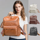 Coffee Fashionable Large-Capacity Women's Backpack - Waterproof, Durable, High-Quality PU Leather - Travel Backpack - Vintage-Style PU Leather Backpack