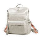 Grey Fashionable Large-Capacity Women's Backpack - Waterproof, Durable, High-Quality PU Leather - Travel Backpack - Vintage-Style PU Leather Backpack
