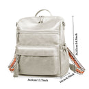 Grey Fashionable Large-Capacity Women's Backpack - Waterproof, Durable, High-Quality PU Leather - Travel Backpack - Vintage-Style PU Leather Backpack