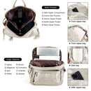 Grey Fashionable Large-Capacity Women's Backpack - Waterproof, Durable, High-Quality PU Leather - Travel Backpack - Vintage-Style PU Leather Backpack